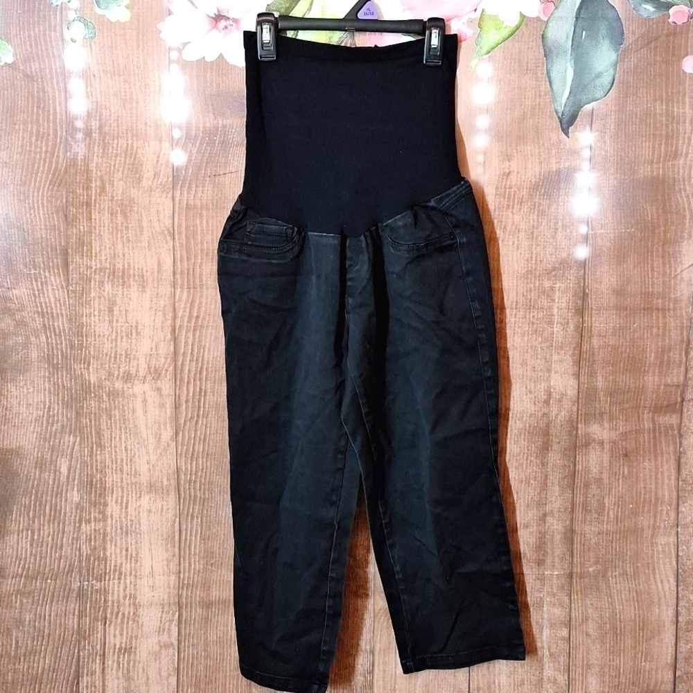 HAUTE MAMA MATERNITY JEAN BLACK CAPRI'S SIZE LARGE